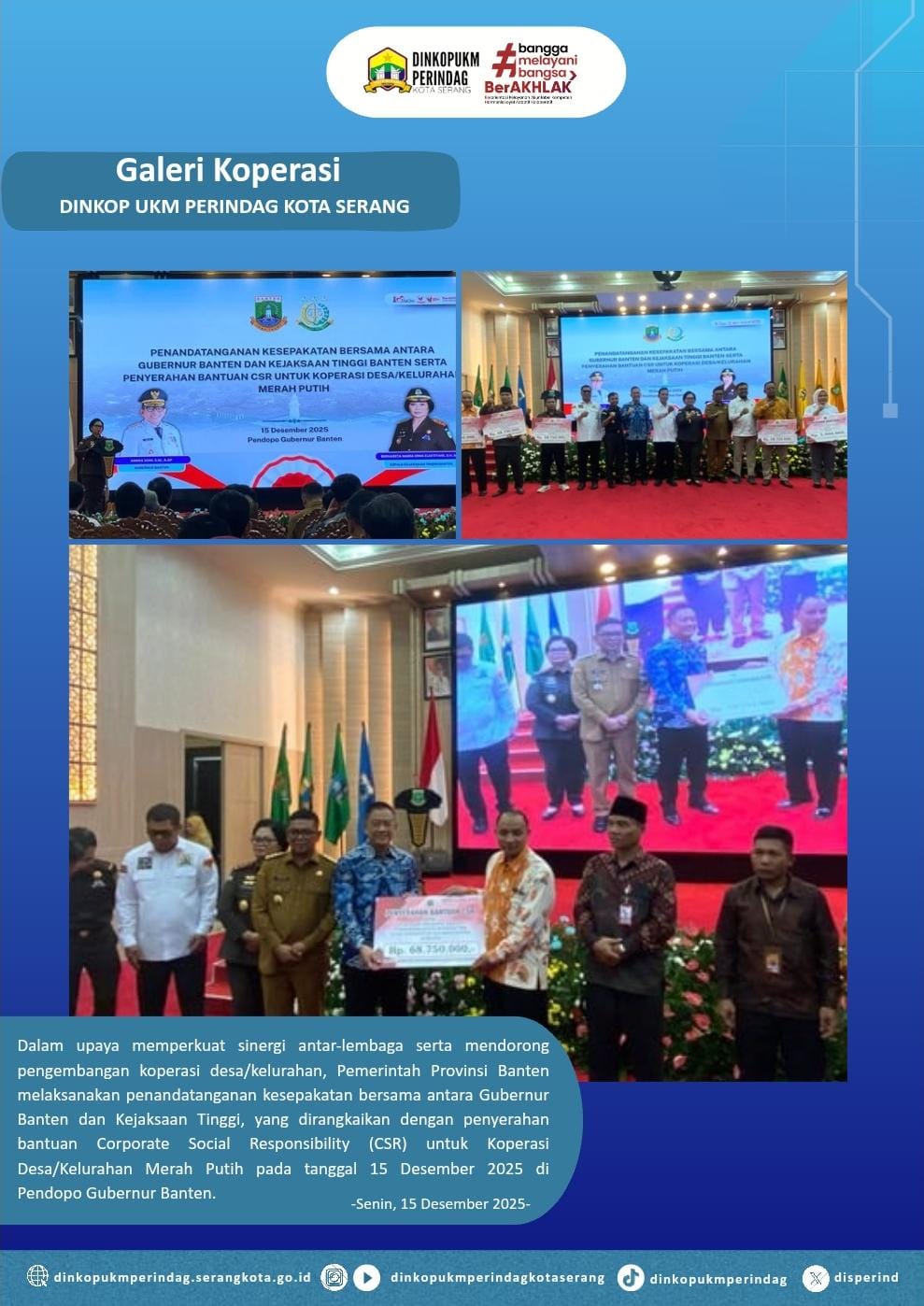 Penandatanganan Kesepakatan Bersama antara Gubernur Banten dan Kejaksaan Tinggi Serta Penyerahan Bantuan CSR untuk Koperasi Desa/Kelurahan Merah Putih