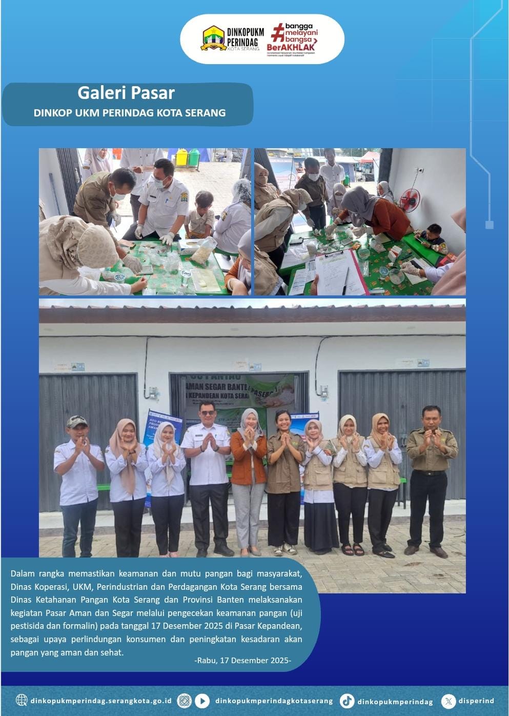 Pasar Aman dan Segar Melalui Pengecekan Keamanan Pangan (Uji Pestisida dan Formalin) di Pasar Kepandean Bersama Dinas Ketahanan Pangan Kota Serang dan Provinsi Banten
